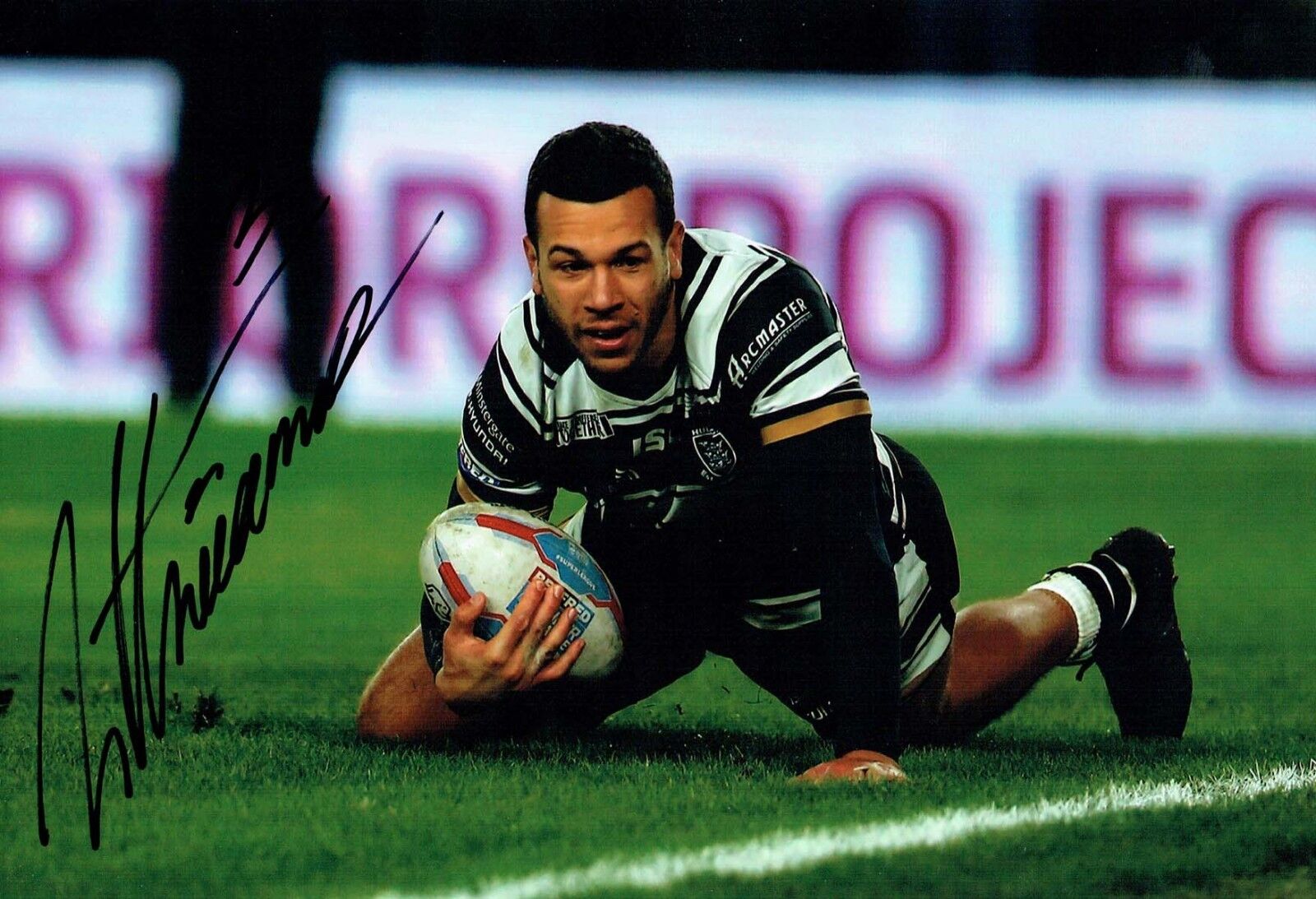 Carlos TIUMAVAVE 2018 HULL FC Rugby Signed Autograph 12x8 Photo Poster painting 1 AFTAL COA