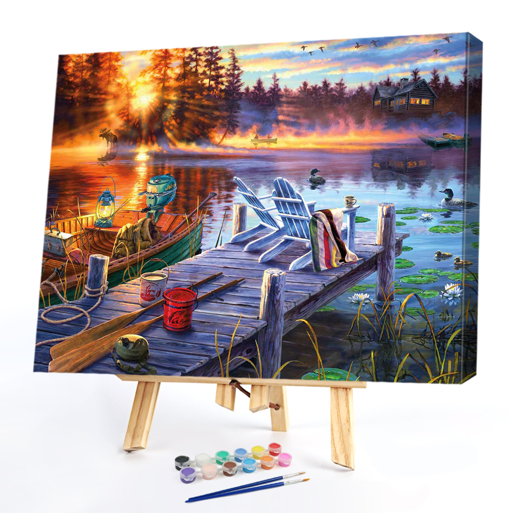 

50*40CM - Paint By Numbers - Lake Scenery, 501 Original