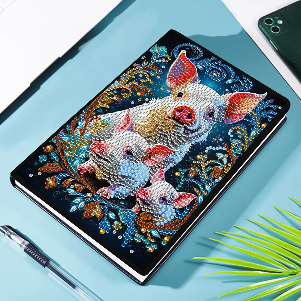 Pig Special Shaped A5 5D DIY Diamond Art Painting Notebook Kit for Friends