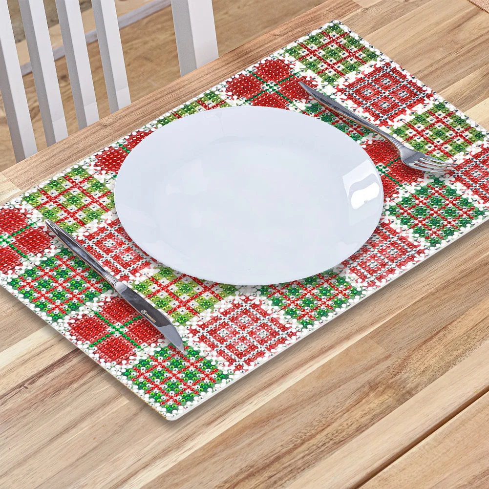 2Pcs Mandala Pattern Diamond Painting Placemat DIY Diamond Crafts(30*20cm)