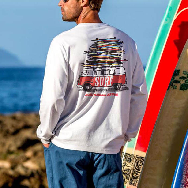 Volkswagen Vw Surfmobile Long Sleeve White Classic Round Neck T-shirt / [blueesa] /