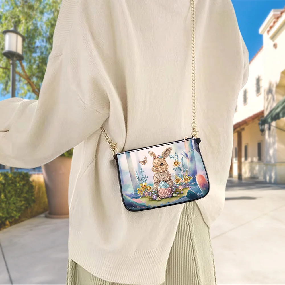 5D DIY Rabbit Diamond Painting Coin Chain Purse Diamond Handmade Crossbody Bag