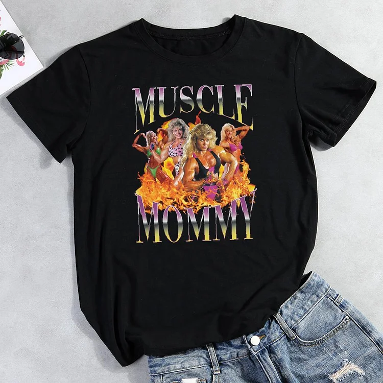 Muscle Mommy Round Neck T-shirt-Annaletters