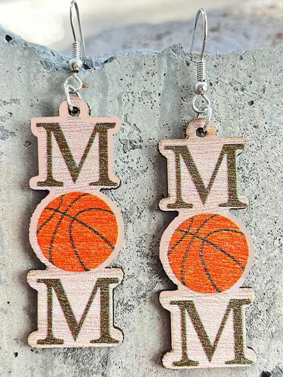 Basketball Mom Wooden Earrings