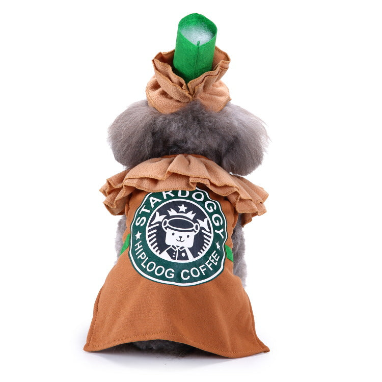 Christmas/Halloween Coffee Pet Dog Puppy Costume Pet Supplies (With Hat)