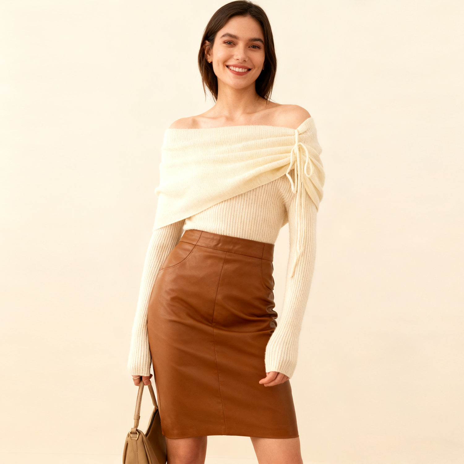 Women's Off-the-Shoulder Cashmere Sweater REAL SILK LIFE