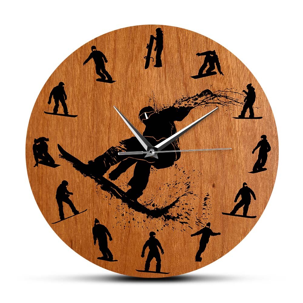 

Snowboarders Silhouettes - Frameless Acrylic Wall Clock, 501 Original