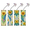 (US Only)4Pcs DIYSunflower Feather Diamond Painting Bookmarks Mosaic Art for Book Lovers