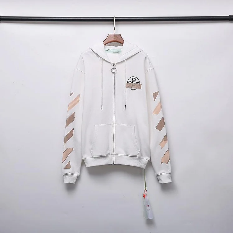 Off White Hoodie Printed Cotton Sweater Zipper Coat Owt