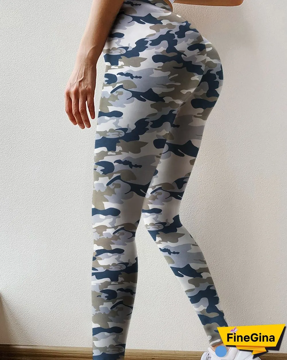 Butt Lifting Camouflage Print High Waist Yoga Pants Tummy Control Booty Leggings
