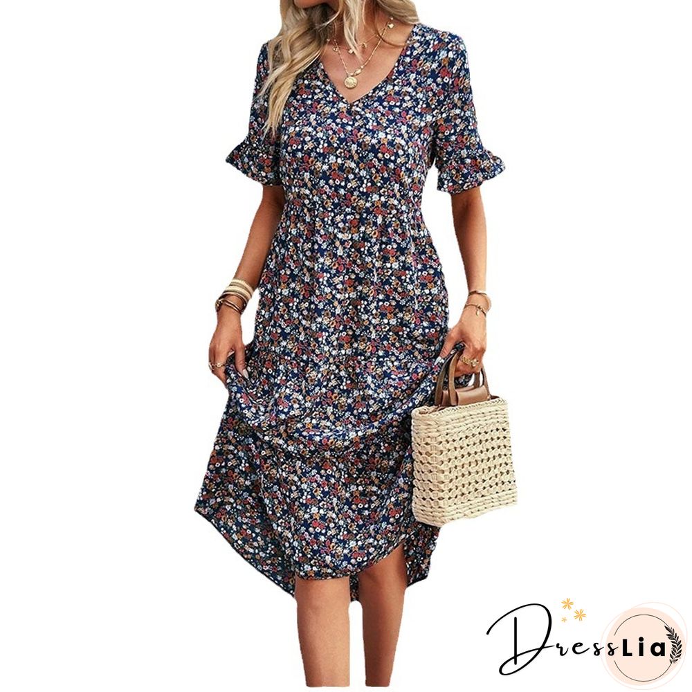Floral Half sleeve Casual Dresses