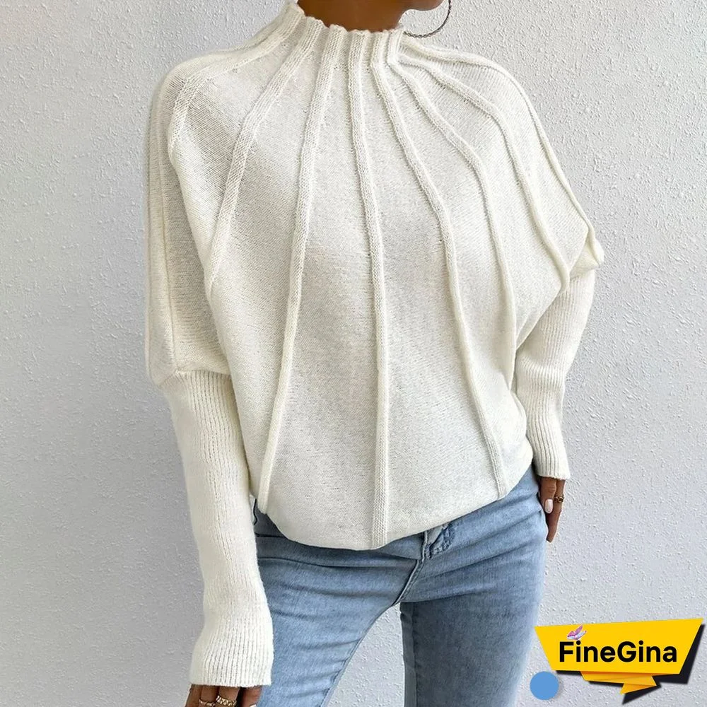 Cream White Reverse Seam Dolman Sleeve Sweater