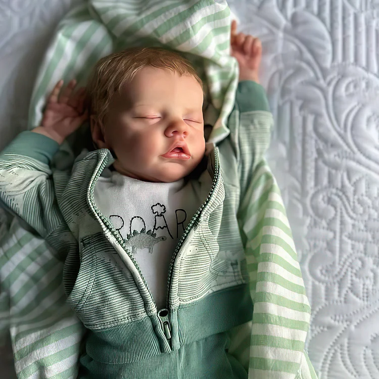 [New Series!] 17'' Lifelike Sleeping Weighted Silicone Vinyl Newborn Baby Boy Doll Named Stardy Rebornartdoll® RSAW-Rebornartdoll®