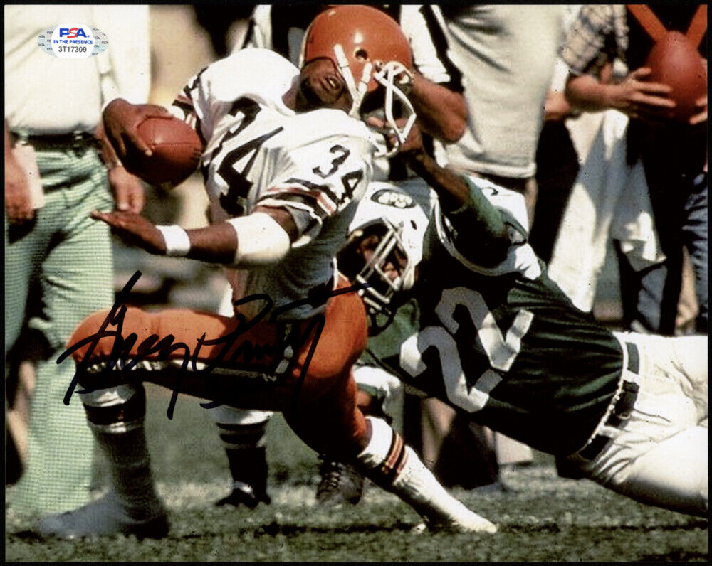 ~ FACEMASKED ~ Greg Pruitt Signed Cleveland Browns 8x10 Football Photo Poster painting (PSA COA)