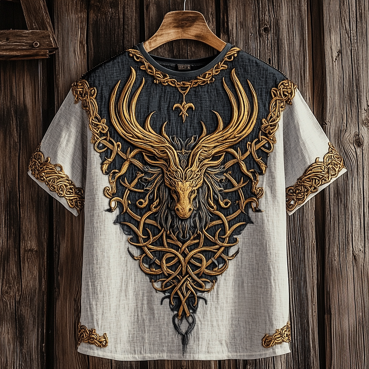 Men's Viking Celtic Dragon Art Cozy Linen T-shirt