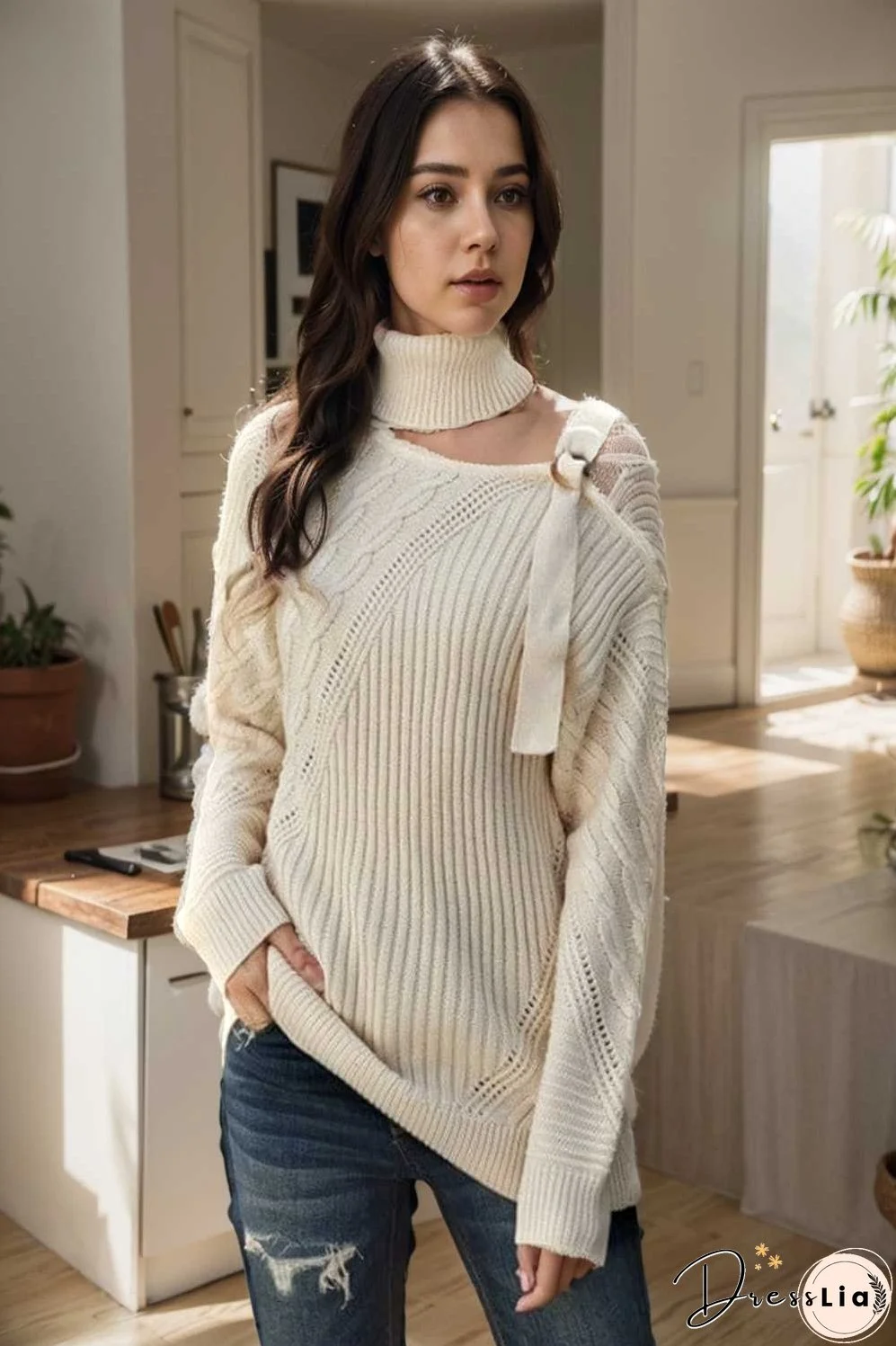 casual ribbed button decor asymmetrical hem long sleeve t shirt