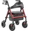 Soundfuse Rollator Walkers for Seniors with Seat, Foldable Lightweight Rolling Walker with 8" Big PU Wheels, Ergonomic Seat, Dual Height Adjustment