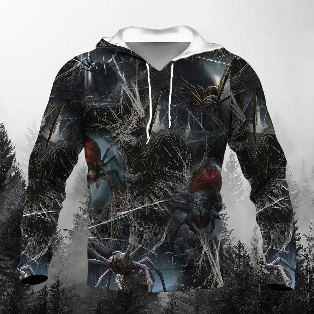 3D Print Spider Pattern Men's Casual Hoodie Sweatshirts-VESSFUL