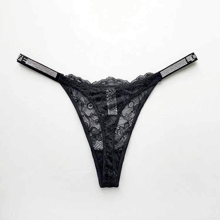 Sexy Lace Transparent Panties Women G String Love Secret Rhinestone Thong Lingerie Seamless Low Rise Intimates Underwear lenceri