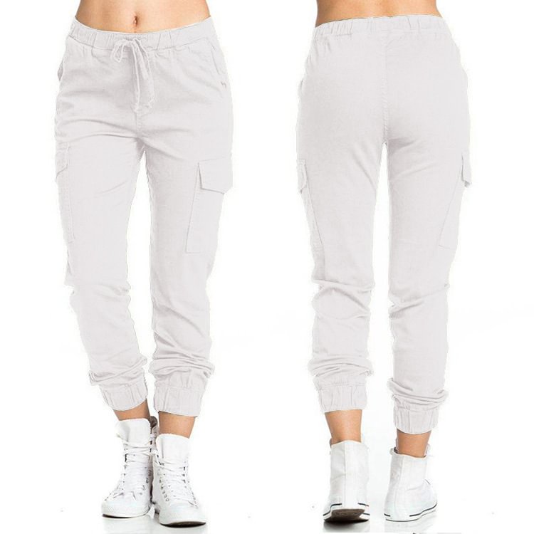 Women's Pants Casual Elastic Rope Side Pocket Trousers