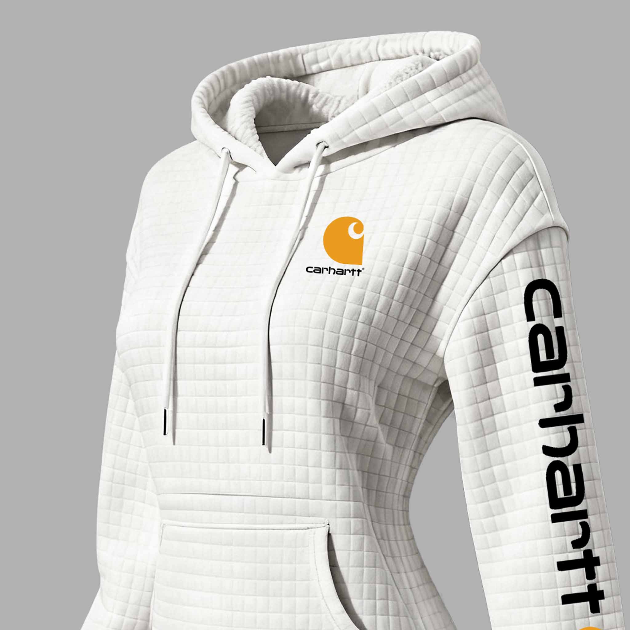 Women's Vintage White Waffle Quilted Plaid Hoodie Dress