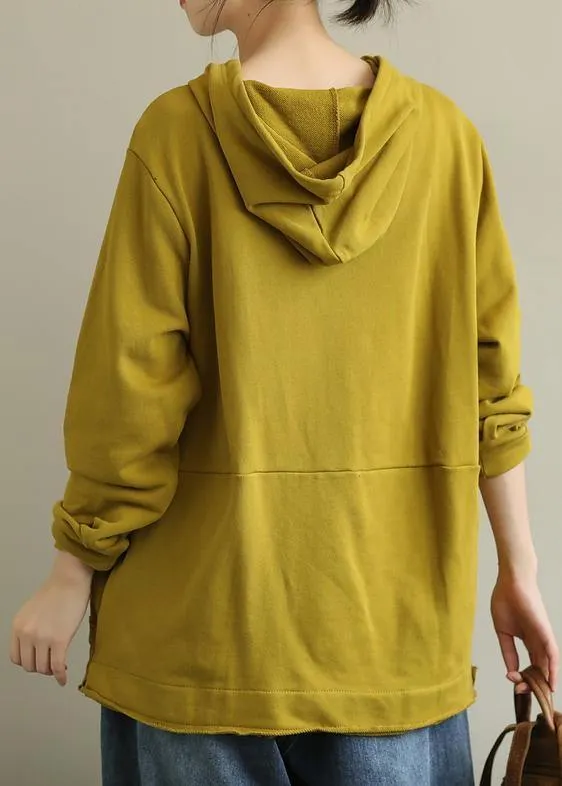 Bohemian hooded patchwork fall clothes For Women Fabrics yellow top
