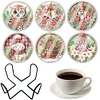 (US Local)6pcs Set Xmas Theme DIY Diamond Painting Coasters Kit with Holder Kit