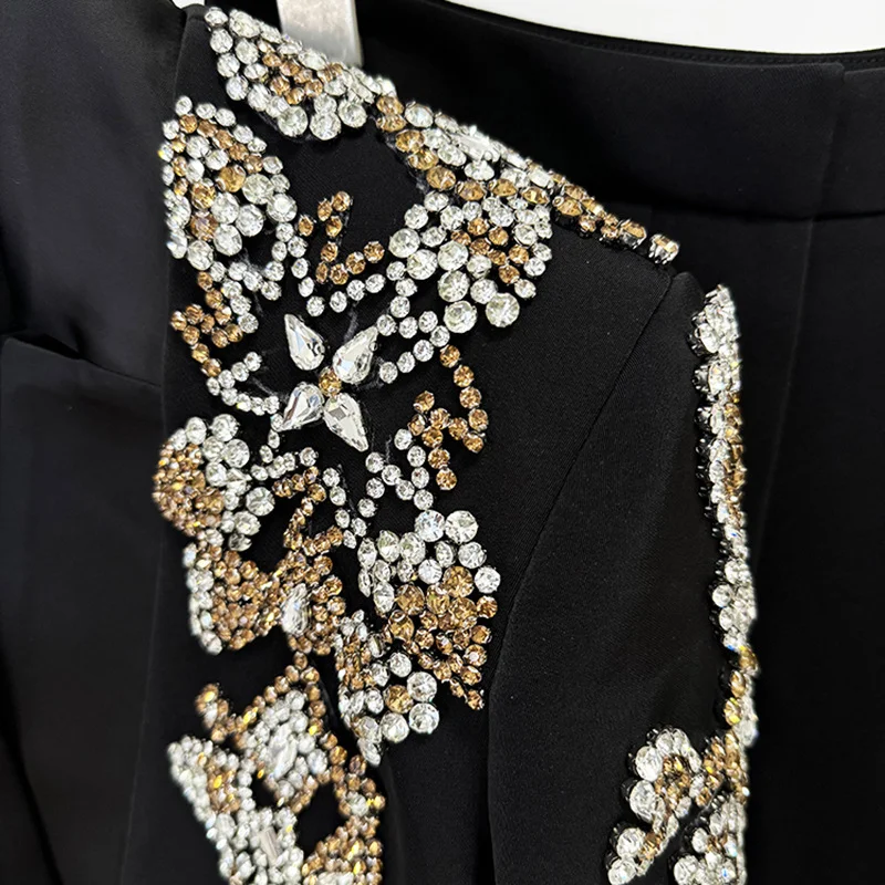 Nigikala Nigikala Star Fashion Heavy Industry Diamond Nail Collar Blazer Blazer Trouser Suit Set