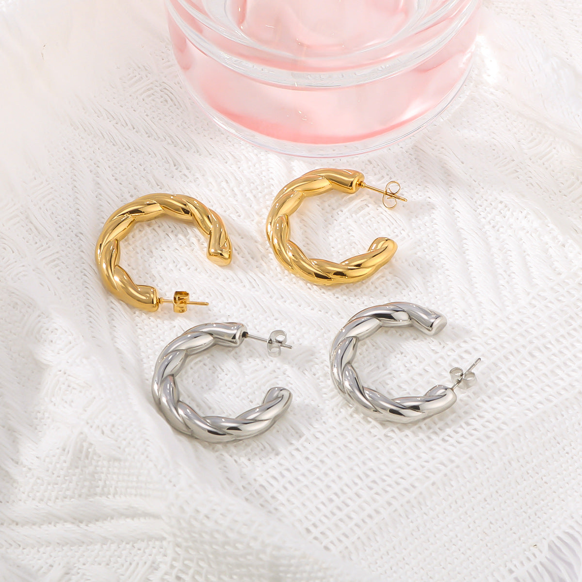 IG Style Circle Round Geometric Stainless Steel Electroplating Earrings