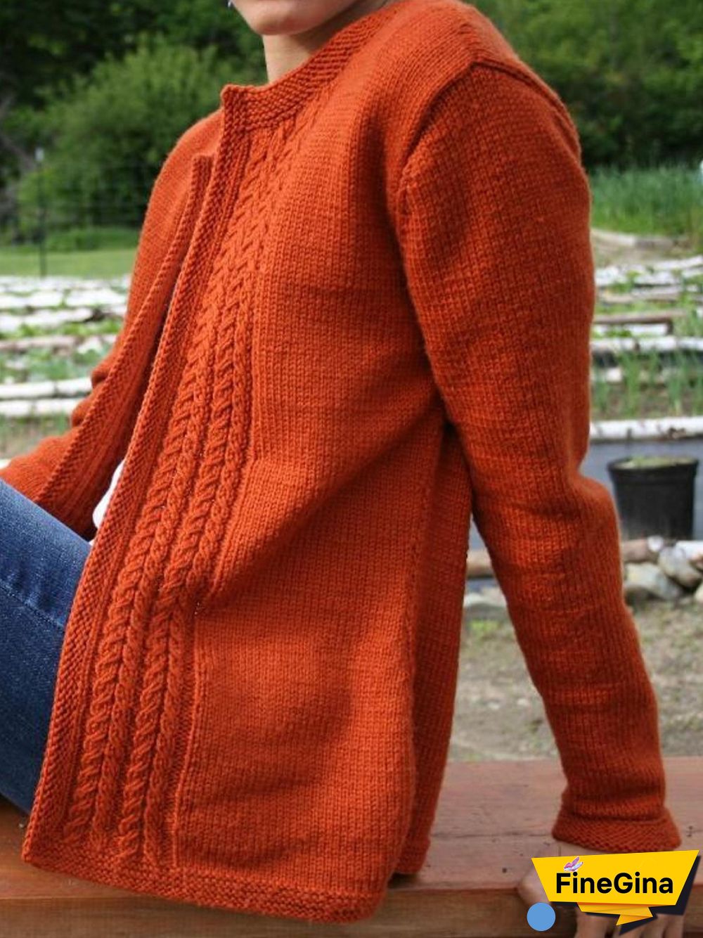 Casual Vintage Knitted Solid Sweater