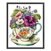 (Stamped/Counted) Flowers In Tea Cup - 18CT Cross Stitch 20*25cm/7.87*9.84in