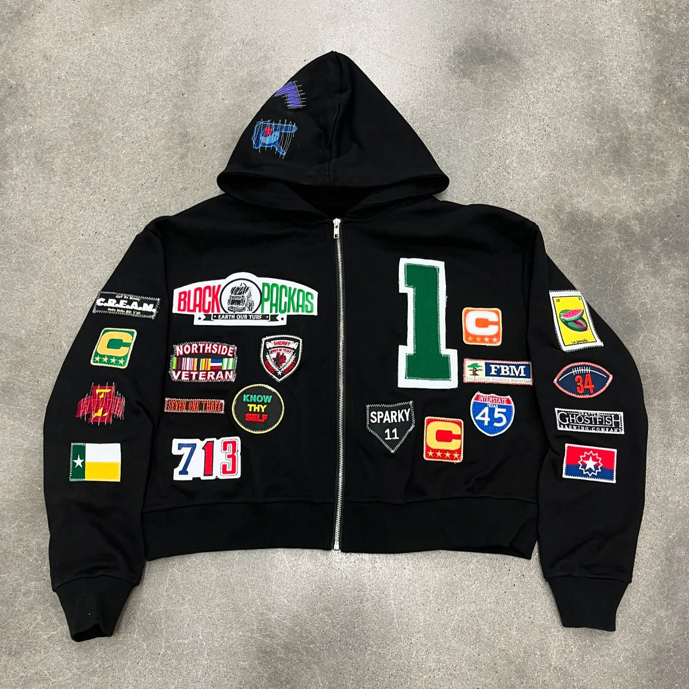 Multi-element Print Long Sleeve Zipper Hoodies