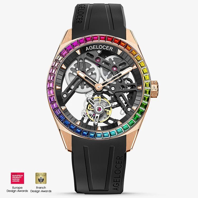 Agelocer Free-Sprung Balance Flying Tourbillon Rainbow-Bezel Swiss