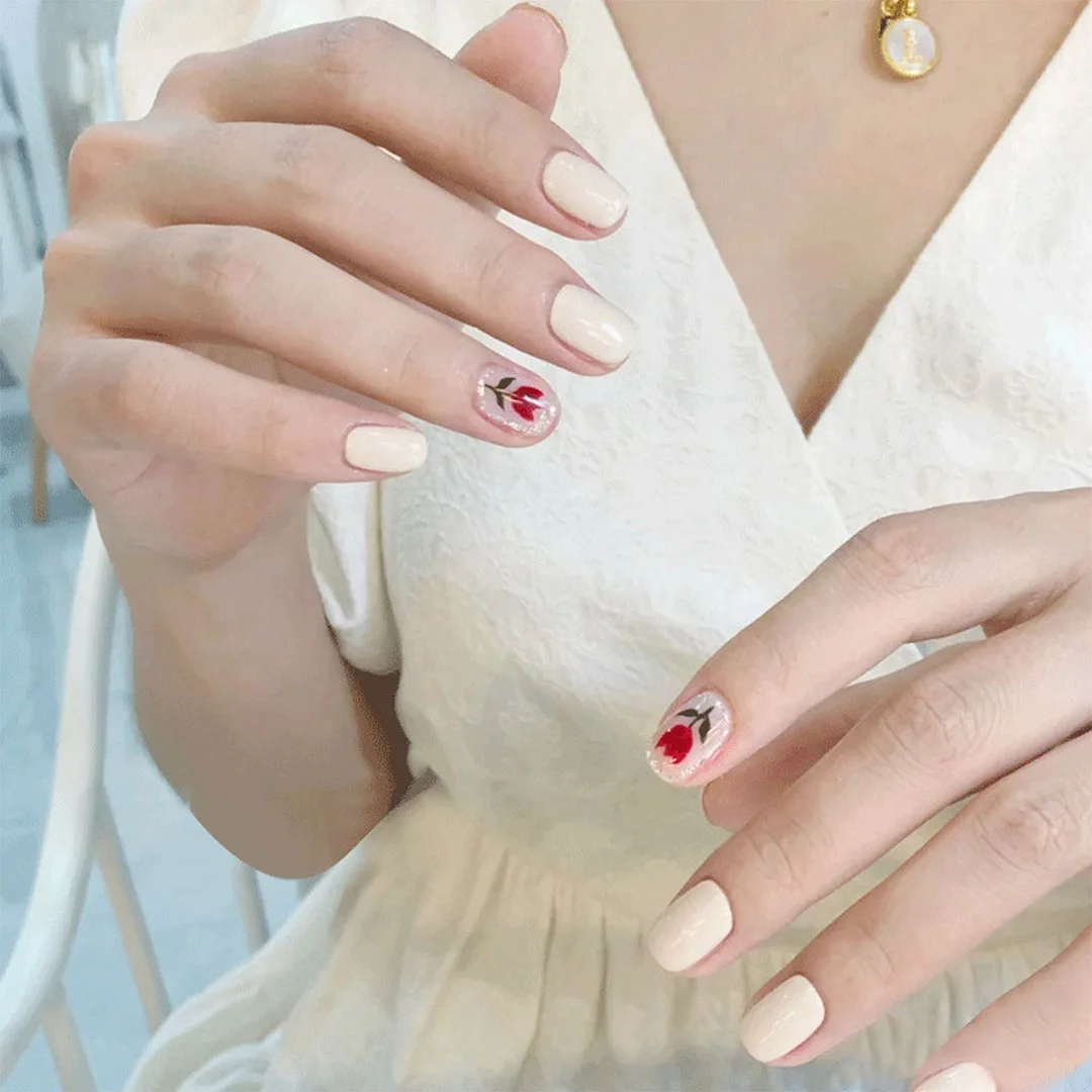 24pcs Rose Square False Nails Artificial Detachable Fake Nails Full Cover Art Tips Press On Nails Supplies For Professionals