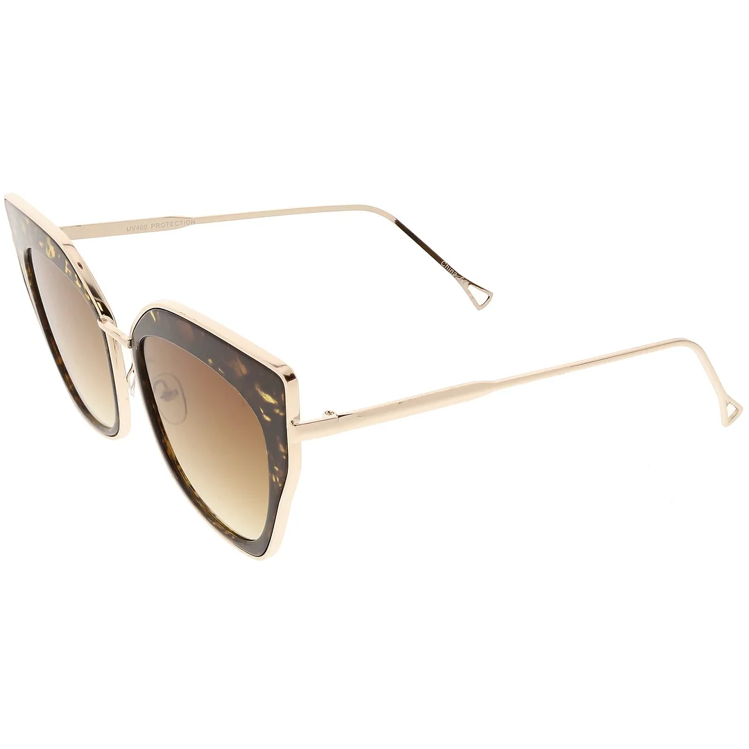 Oversize Pointed Cat Eye glasses Slim Metal Nose Bridge Neutral Square Lens 58mm