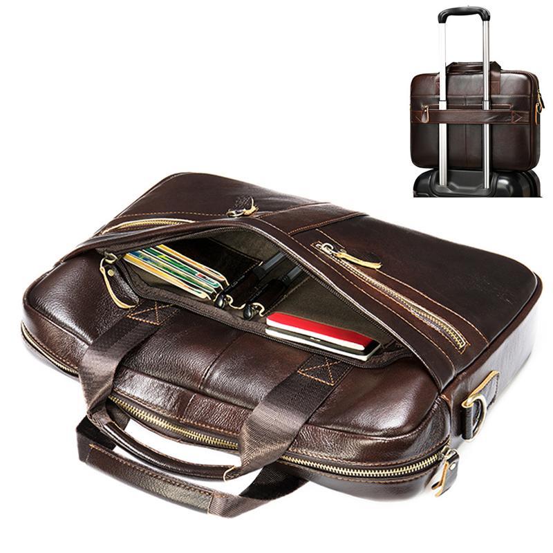Vintage Style Grain Textured Interior Pocket Detachable Sling Strap Laptop Bag