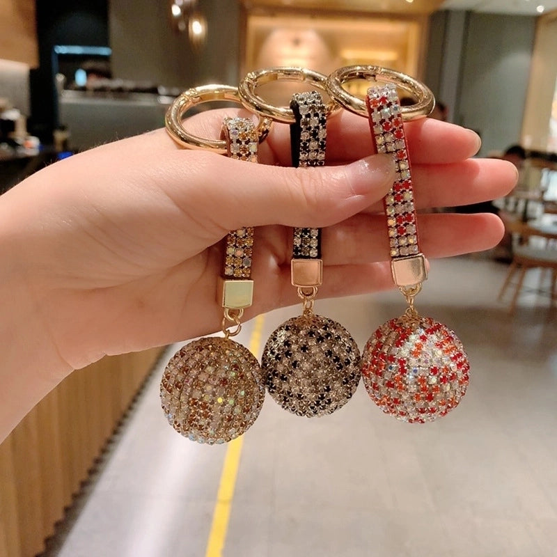 Luxurious Minimalist Classic Style Ball Alloy Rhinestone Women’s Bag Pendant Keychain