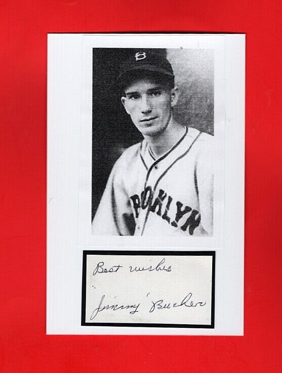 1934-37 JIMMY BUCHER-BROOKLYN DODGERS AUTOGRAPHED CUT W/Photo Poster painting-d.2004