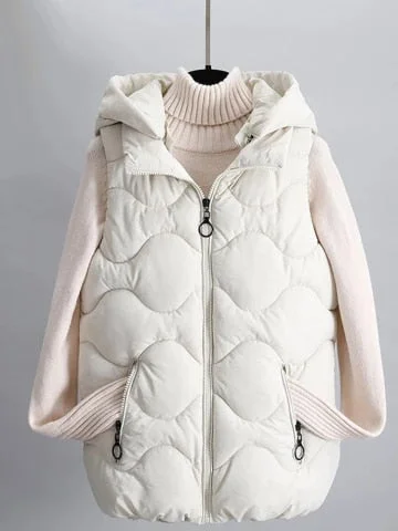 pornhint Pornhint Winter Down Cotton Hooded Short Vest Women Solid  Ladies sleeveless Waistcoat Female Quilted Zipper Puffer Vest Jacket