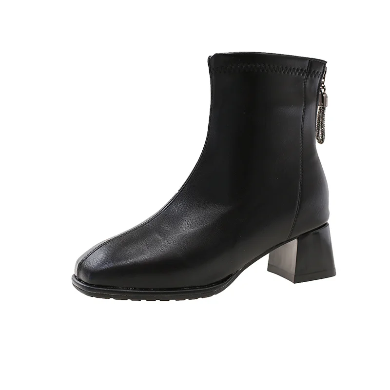 Yyvonne Boots Women's New 2025 Autumn And Winter Naked Boots Femininity Retro Short Boots Women's Heads Thick And Single Boots Women