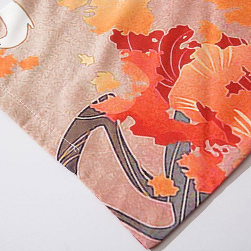 Vintage Anime Nine Tailed Fox Print Cardigan Kimono Outerwear