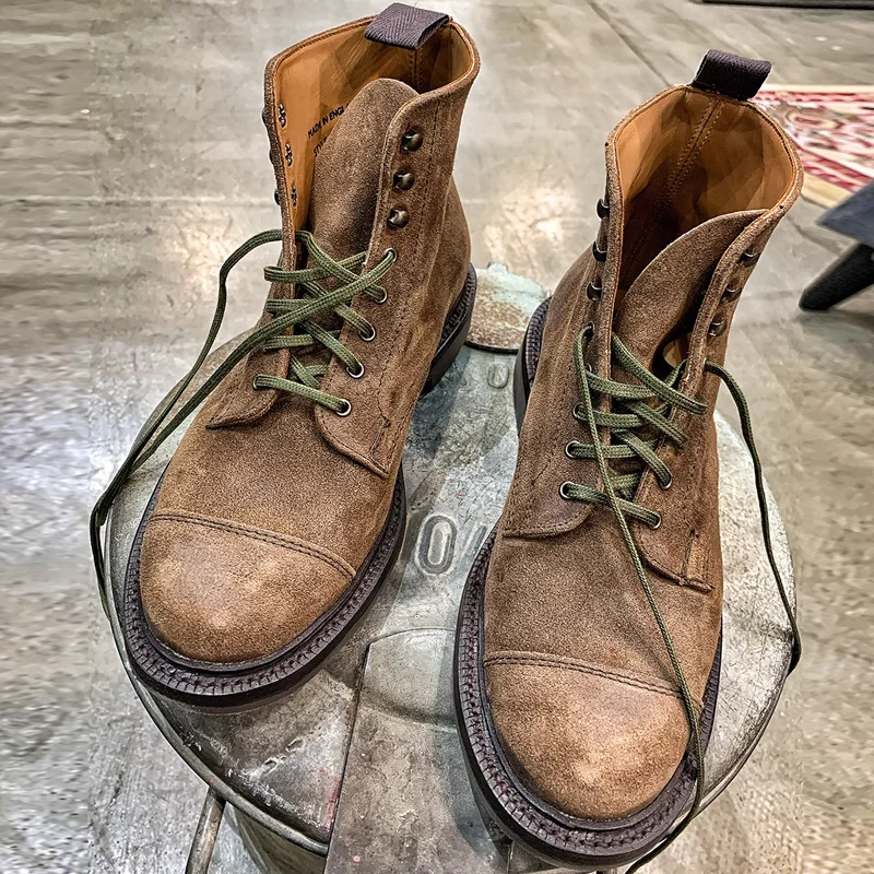 Vintage Distressed Waxed Leather Lumberjack Boots