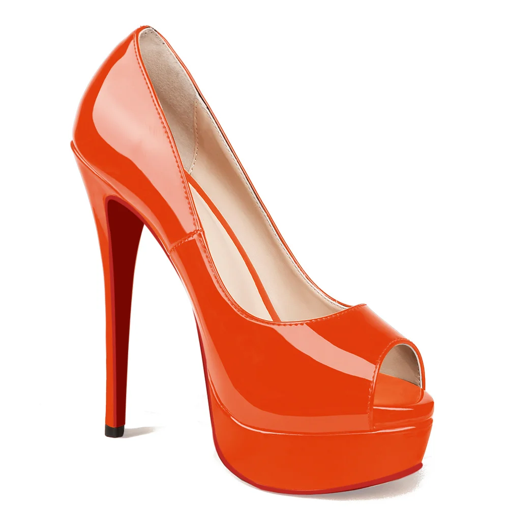 150mm Red Bottom Sky High Platform Pumps Women High Heels-MERUMOTE