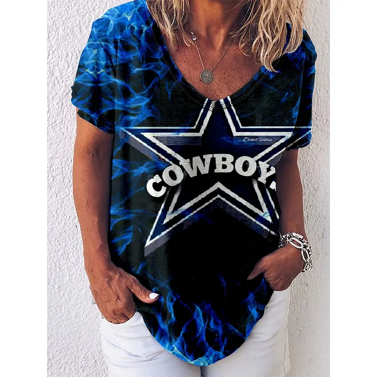 Dallas Cowboys  Lightweight Short Sleeve V-Neck V-Neck T-Shirt
