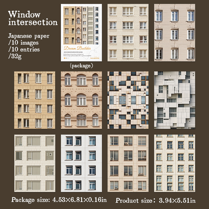 Washi Sticker - Dream Builder Series Vintage Stone Window Texture Landscaping 