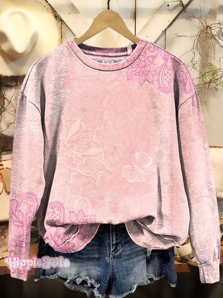 Vintage Floral Art Print Sweatshirt Multicolor / S