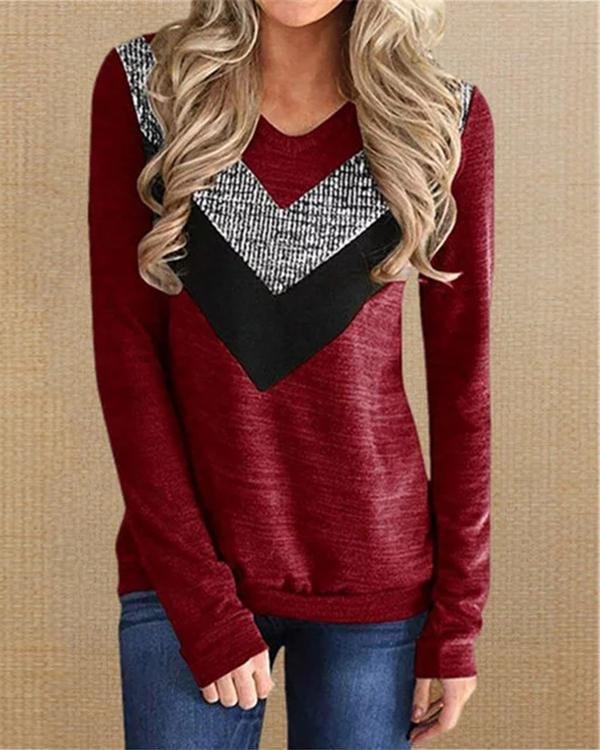 Casual Striped V Neck Long Sleeve Sweatshirts