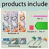 3Pcs DIY Pearl Painting Cat Bookmark with Butterfly Pendant Home Office Supplies Gift for Book Lovers