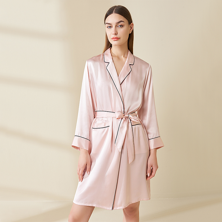 22MOMME Kimono en soie  mi-long pour femme -Chouchouhome