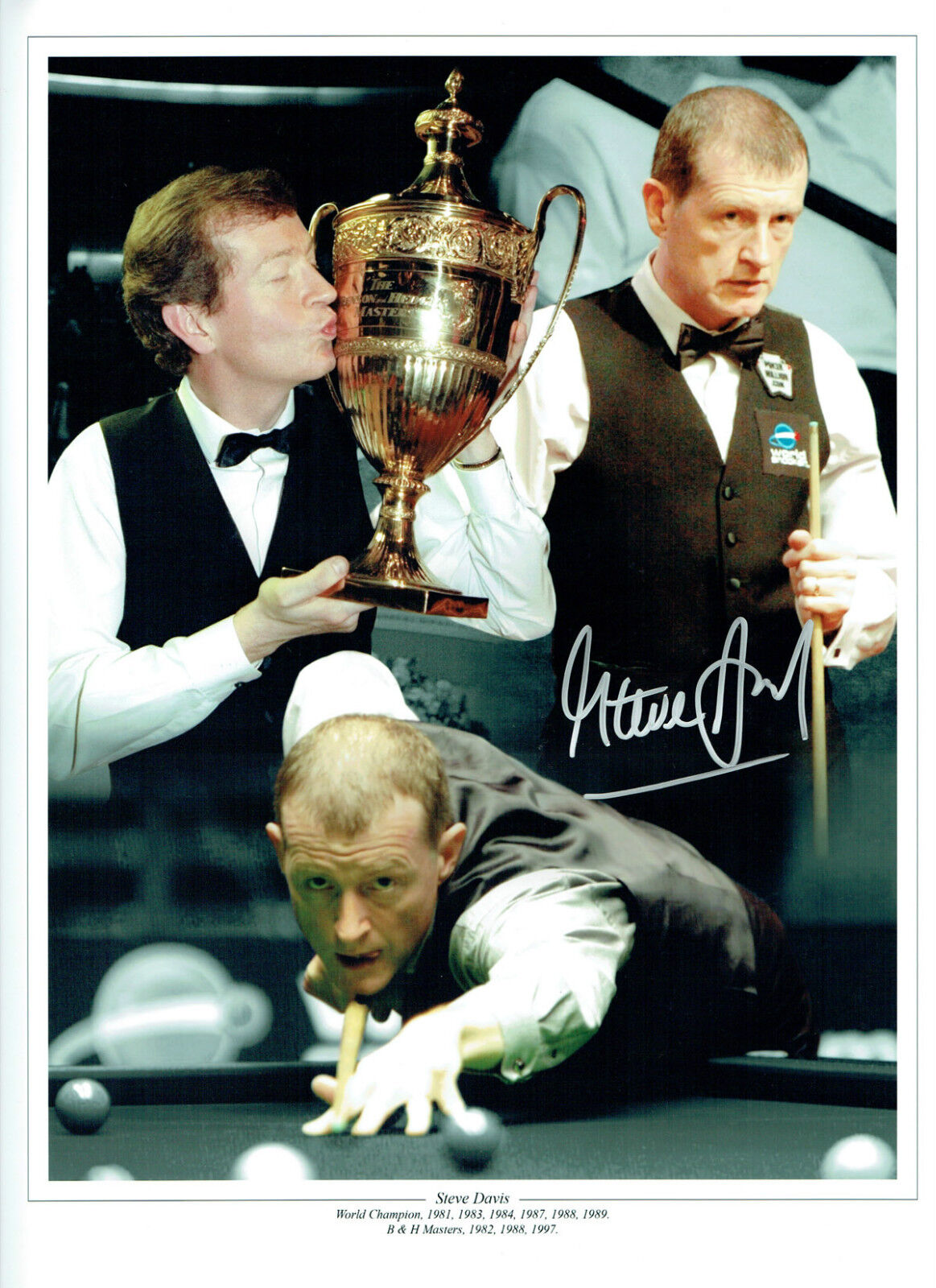 Steve DAVIS Signed Autograph Large 16x12 SNOOKER Montage Photo Poster painting AFTAL COA